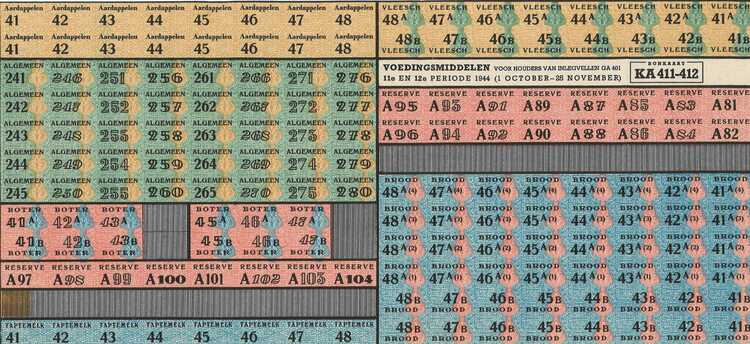 Distributiebonnen uit Tweede Wereldoorlog