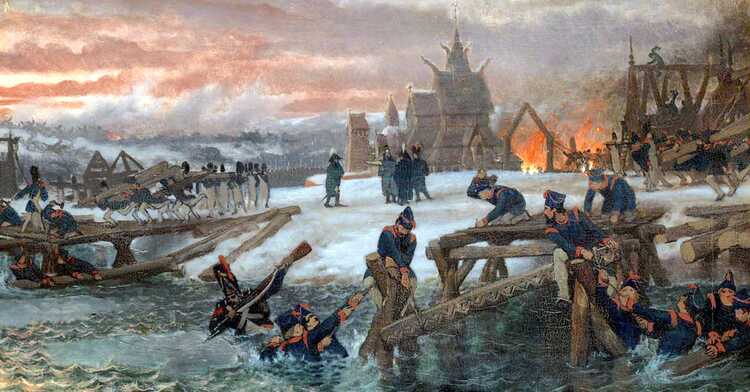 Tijdens de Slag aan de Berezina in 1812 bij de aftocht van Napoleons leger hebben Dordtse pontonniers onder leiding van commandant Benthien in de felle kou twee pontonbruggen gebouwd over de rivier die vol ijsschotsen lag. Terwijl de Hollandse regimenten infanterie en kurassiers de aftocht dekten ontkwamen de keizer en de restanten van zijn leger. Slechts zes mannen en hun commandant overleefden de veldtocht naar Rusland. Ook de regimenten die de brug beveiligden werden vrijwel weggevaagd door de koude en de Russische aanvallen.